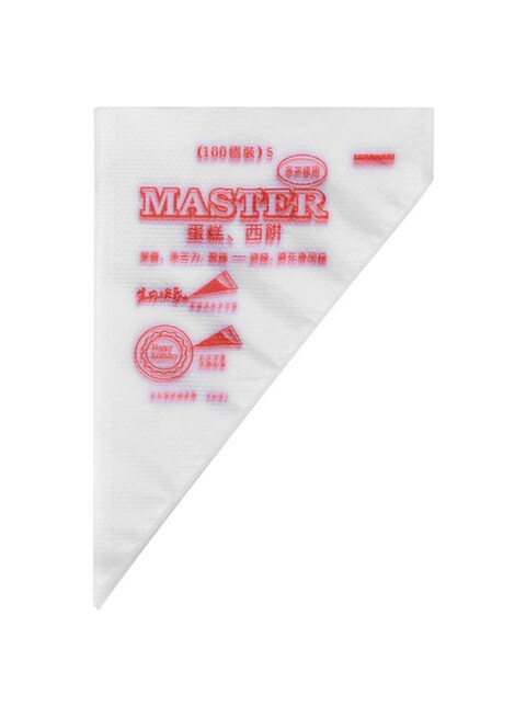 Generic 100-Piece Disposable Plastic Piping Bag For Cake Decoration White 38X24X35cm