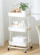 3-Tier Rolling Shelves Metal Cart Organizer White 85x45x35centimeter