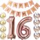 Party Time 16th Birthday Party Decorations Supplies 16th Birthday Balloons Rose Gold 16th Birthday Banner Table Confetti Decorations