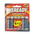 Buy Eveready Super Heavy Duty AA Battery R6 1.5V Black 6 count in UAE