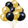 Party Time 100-Pieces 12inch Gold and Black Best Quality Latex Balloons For Birthday Party Decoration, Wedding, Engagement, Anniversary Balloons Decorations