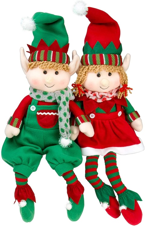 Scs Direct Elf Plush Christmas Stuffed Toys- 12 Boy And Girl Elves (Set Of 2) Holiday Characters