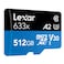 Lexar High Performance microSDHC with Adapter 633x 512GB UHS-I Black/Blue