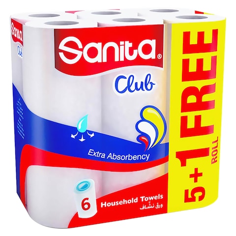 Sanita Club Extra Absorbency Household Towels 40 Sheet 6 Rolls