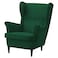 In House 2 Pieces Chair King Velvet With Two Wings And FootStool - Dark Green - E3