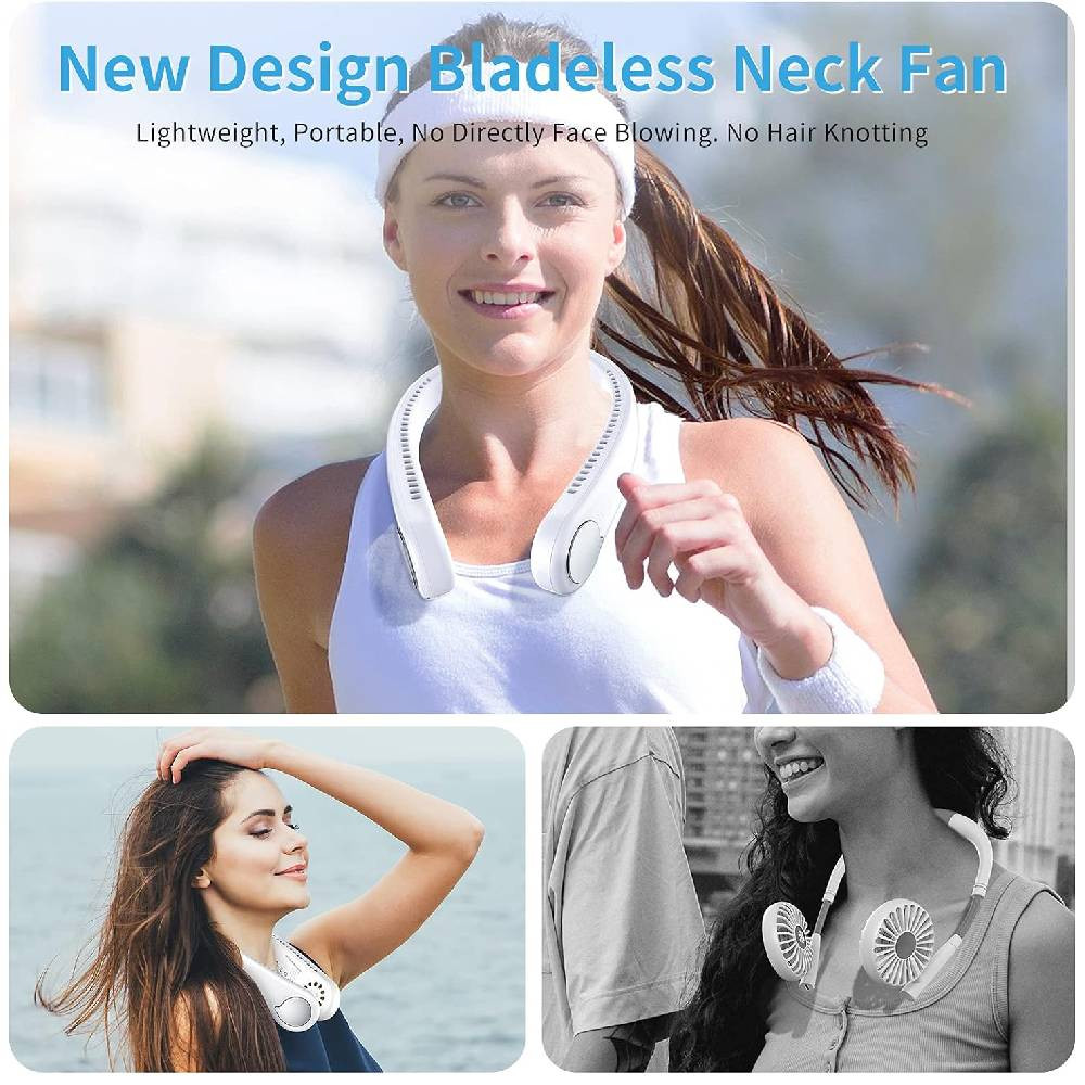 Portable Neck Fan, Hands Free Bladeless Neck Fan, Wearable Personal Fan, 360&deg; Cooling Hanging Neck Fan, 3 Speeds For Travel, Outdoor