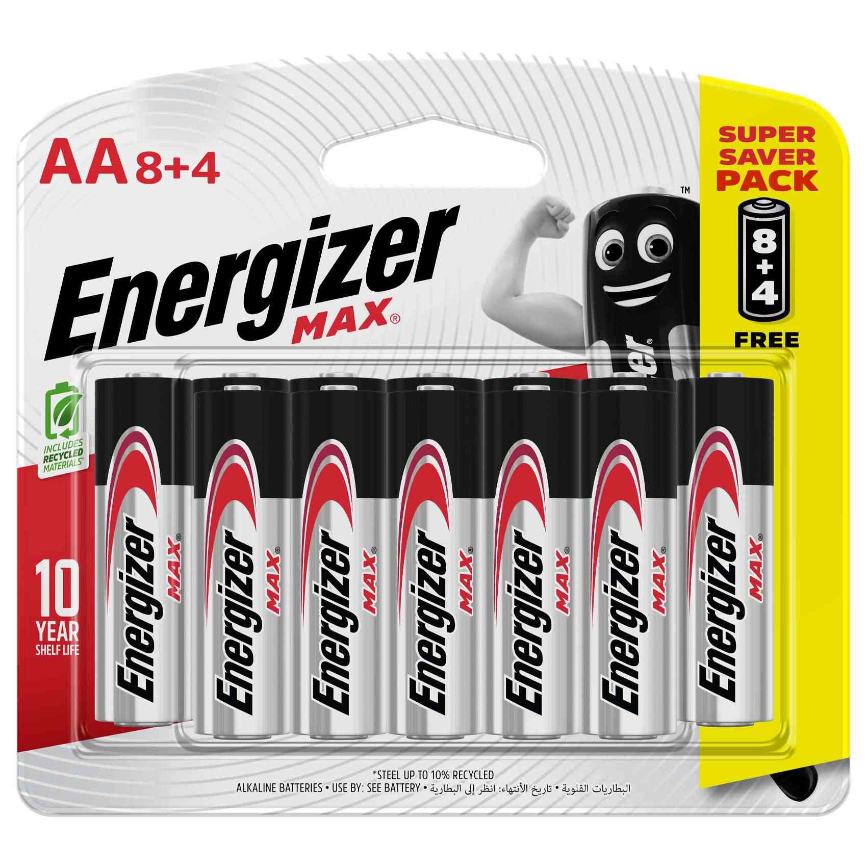 Energizer Max AA Alkaline Batteries 1.5V  Pack of 12