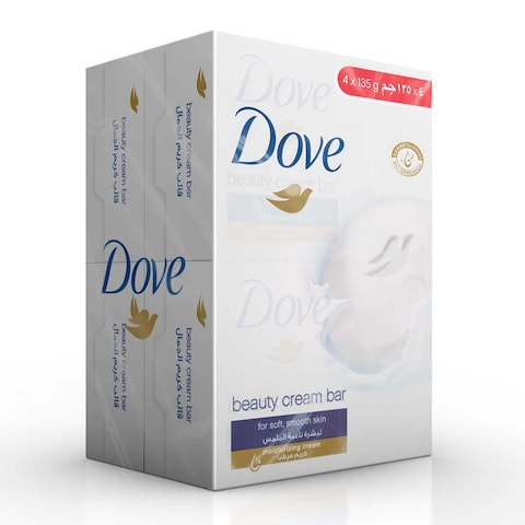 Dove Beauty Cream Soap Bar, for all skin types, Original, with &frac14; moisturising cream, 125g Pack of 4