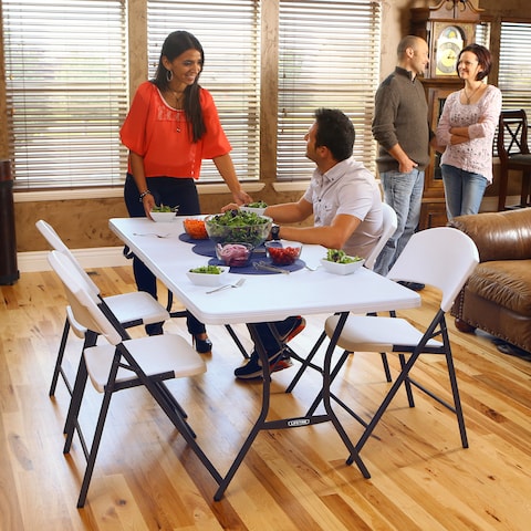 Lifetime, 6-Foot, Fold-In-Half Table, Rectangle, Residential, White Granite Colour, LFT-80333