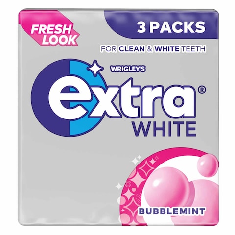 Wrigley&#39;s Extra White Bubblemint Chewing Gum 37.8g x Pack of 3