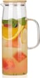1CHASE&reg; Borosilicate Water Jug With Handle and Bamboo Lid 1200 ML, Heat Resistant Water Jug for Juice,Iced Tea Beverage etc (1200 ML)