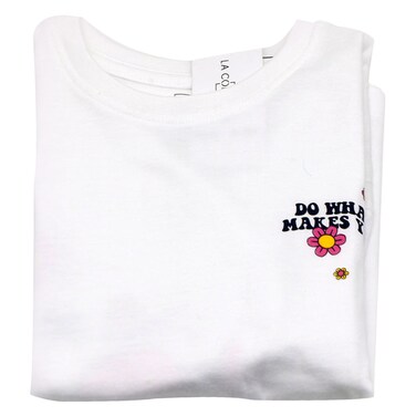 La Collection Girls Drop Shoulder T-Shirt White