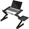 Generic Meetion Laptop Table Folding Aluminum Computer Desk Adjustable Bed Sofa Office Notebook Table Dual Cooling Fan Pc Stand With Mouse Pad (Black)