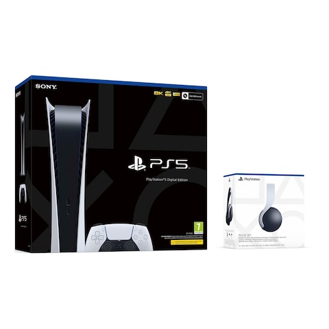 Sony PlayStation 5 Digital Edition Console 825GB With DualSense Wireless Controller And Pulse 3D Wireless Over-Ear Headset White