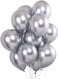 Party Time 50-Pieces 12 Inches Silver Metallic Latex Balloons Ultra Shiny Chrome Color Thick Round Biodegradable Bulk Helium Gas or Air Inflated for Kids Birthday Wedding Party Decorations Supplies