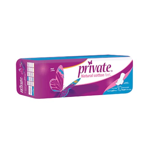 Private Ladies Pads Maxi Normal Wings 10 Pads