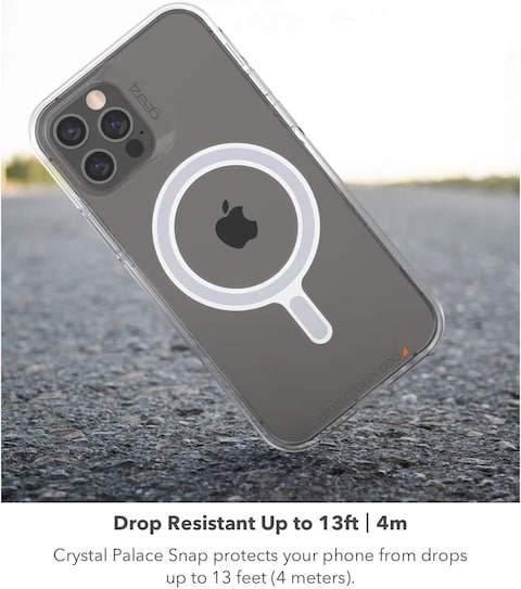 Gear4 Crystal Palace Snap designed for iPhone 13 Pro MAX case cover compatible with MagSafe with D30 Impact Protection upto 13 Feet / 4 Meter - Clear