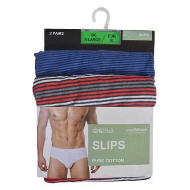 King&#39;s Collection 510 Pure Cotton Slips Briefs For Men XL 2 Pieces