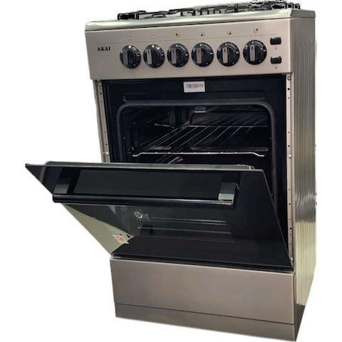 Akai Freestanding Cooker 50x55Cm with 4 Burner, Full Safety CRMA505SC Silver