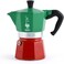 Bialetti Moka Express Italia Collection: Iconic Stovetop Espresso Maker, Makes Real Italian Coffee, Moka Pot 3 Cups (4.3 Oz, 130 ml), Aluminium, Red/Green/Silver