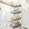 COZY NEST Multi Tier Rolling Trolley Storage Organizer Utility Cart with Hooks &amp; Wheels,Mobile Functional Shelves for Bathroom,Kitchen,Office,Laundryroom (Gray 4 Tier)
