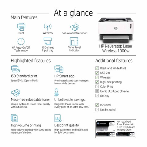 طابعة اتش بي نيفرستوب 1000w - أبيض