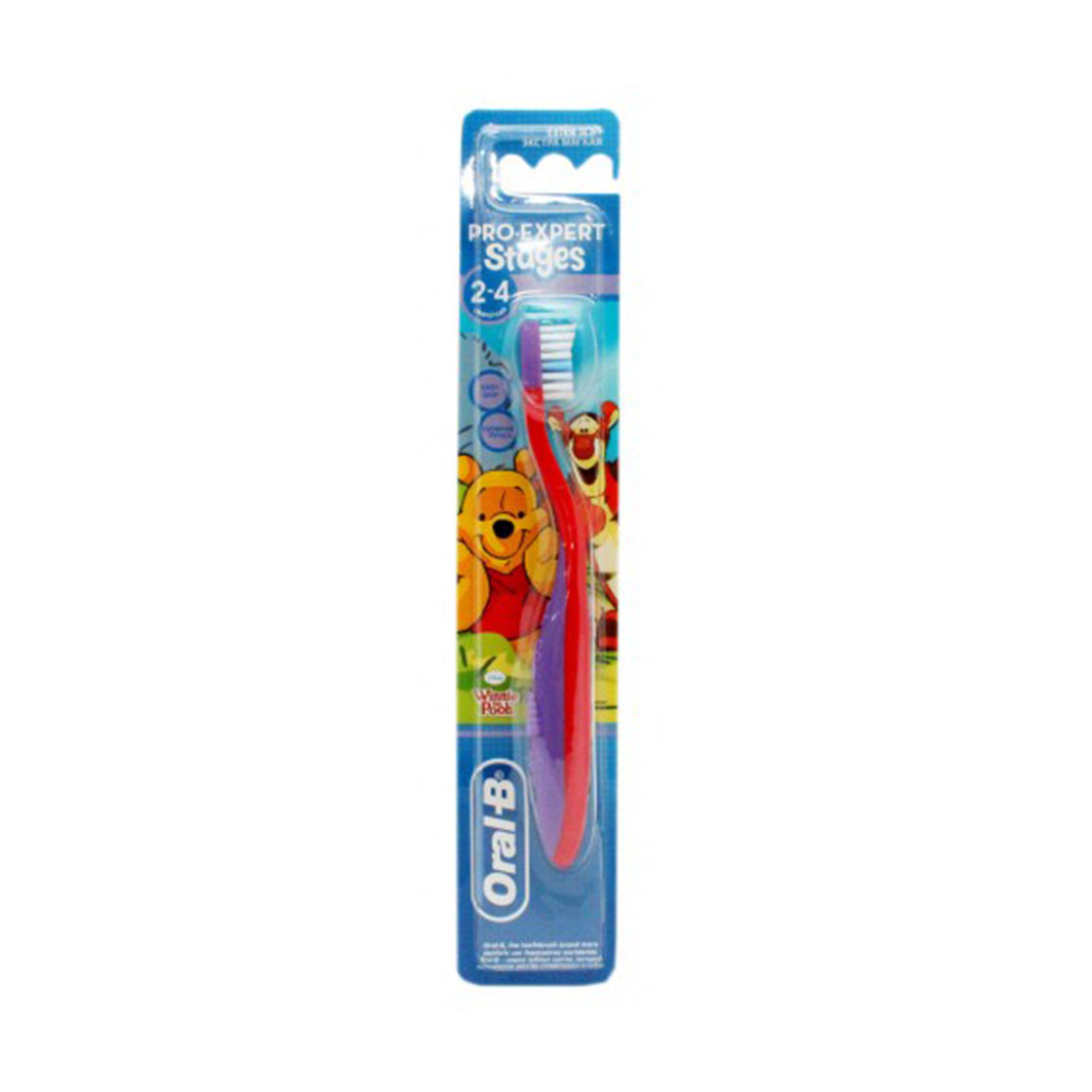 OralB Pro Expert Winnie The Poo Stages 2 Soft Kids Toothbrush 2 To 4 Years RedPurple