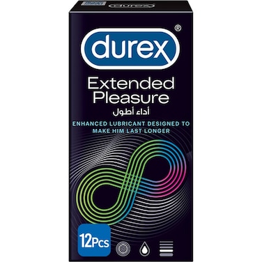 Durex Extended Pleasure Longer Lasting Pleasure Condoms (Pack of 12)