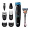 Braun All-in-one trimmer MGK5245, 7-in-1 Beard Trimmer, Hair Clipper, Detail Trimmer, Rechargeable, with Gillette ProGlide Razor, Black/Blue