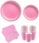 Party Time 48-Pieces Pink Complete Party Pack 9" Dinner Paper Plates , 7" Dessert Paper Plates, 9 oz Cups, 2 Ply Napkins For Wedding, Baby Shower, Birthday Party Tableware Set