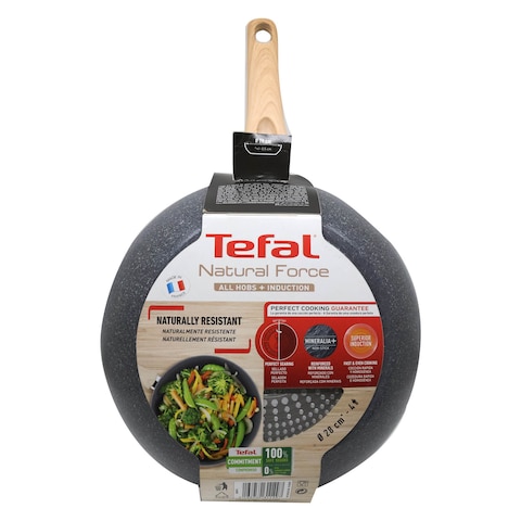 Tefal Natural Force Wok Pan Black And Beige 28cm