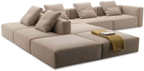 Living Room Sofa - Sofa - Fashion Fabric Sofa - Combination Set - Cafe Hotel Furniture - Simple Leisure Sofa, Brown