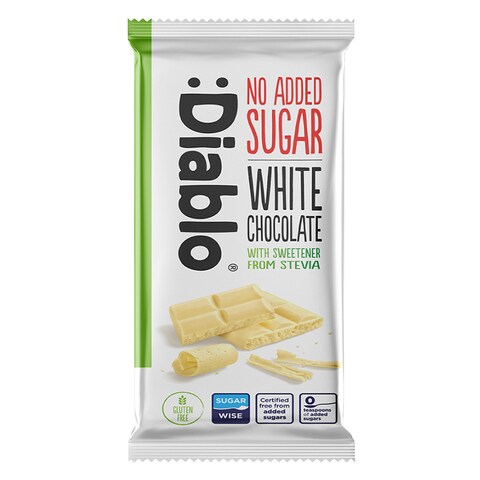 Buy Diablo Stevia With No Added Sugar White Chocolate Bar 75g in Kuwait