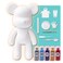 DIY CREATE YOUR OWN UNIQUE ACRYLIC FLUID POURING PAINT MONEY SAVING BEAR (13 inch - 33 cm) COMPLETE SET, Colors: Silver, Light-Blue, Dark-Purple, Gold, Rose-Red, Fun Creative Gift