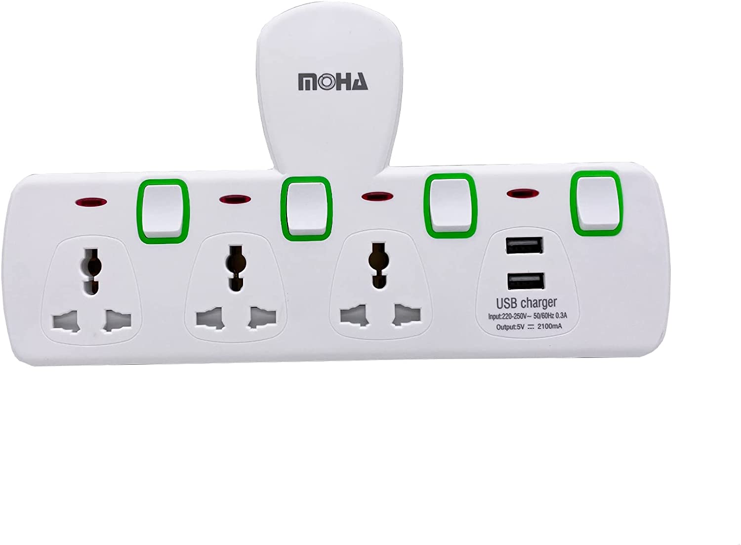 Buy Multi Plug Extension Power Adapter with 2 USB, Moha Double Extender ...