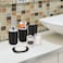 Bathroom Accessories Set of 8 Pieces Bathroom Accessory Set Soap Dispenser Toothbrush Holder Tooth Mug Soap Dish Toilet Brush Rubbish for Bathroom Home Decor (Black)