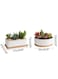 Generic White Ceramic Planter With Bamboo Tray, Planters For Succulents, Indoor Home Decor, 1 Rectangle Pot + 1 6.5 Inch Round Cactus Pot Set