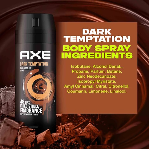 Axe Men&#39;s Deodorant Body Spray  Dark Temptation For 48 Hours Irresistible Fragrance 150ml