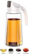 AIWANTO Oil Dispenser Bottle, Glass Vinegar Dispensing Cruets, 630ml Leakproof Condiment Container with Automatic Cap and Stopper, Non-Drip Spout, Non-Slip Handle for Kitchen Cooking