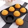 Benecio Cup Cake 6 Slot Aluminium Tray Muffin Bread Cake Non-Stick Bakeware Reusable Tray Pan Mould for Deserts, Pastries and Cookies Non-Stick (Black)