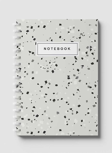 Lowha Spiral Notebook With 60 Sheets And Hard Paper Covers With Terrazzo Style Design, For Jotting Notes And Reminders, For Work, University, School