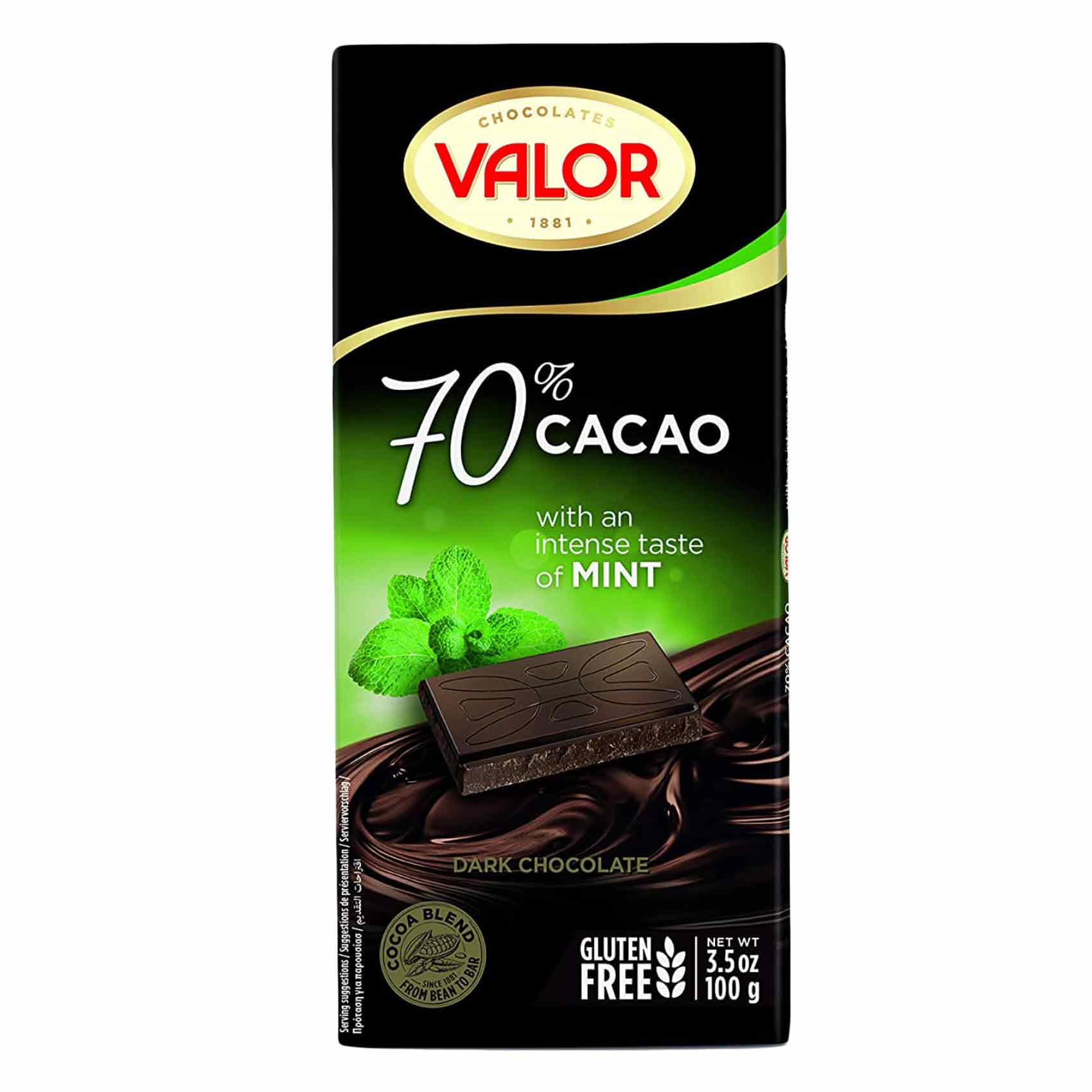 Buy Valor 70% Dark Chocolate Bar Mint 100g Online | Carrefour Qatar