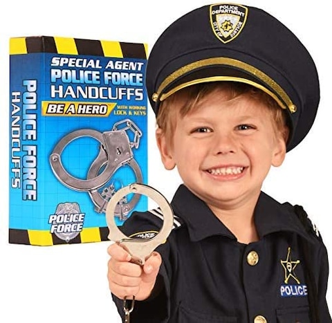 Kangaroo Police Roleplay Handcuffs For Kids, Toy Hand Cuffs For Toddlers, Metal Handcuff With Key