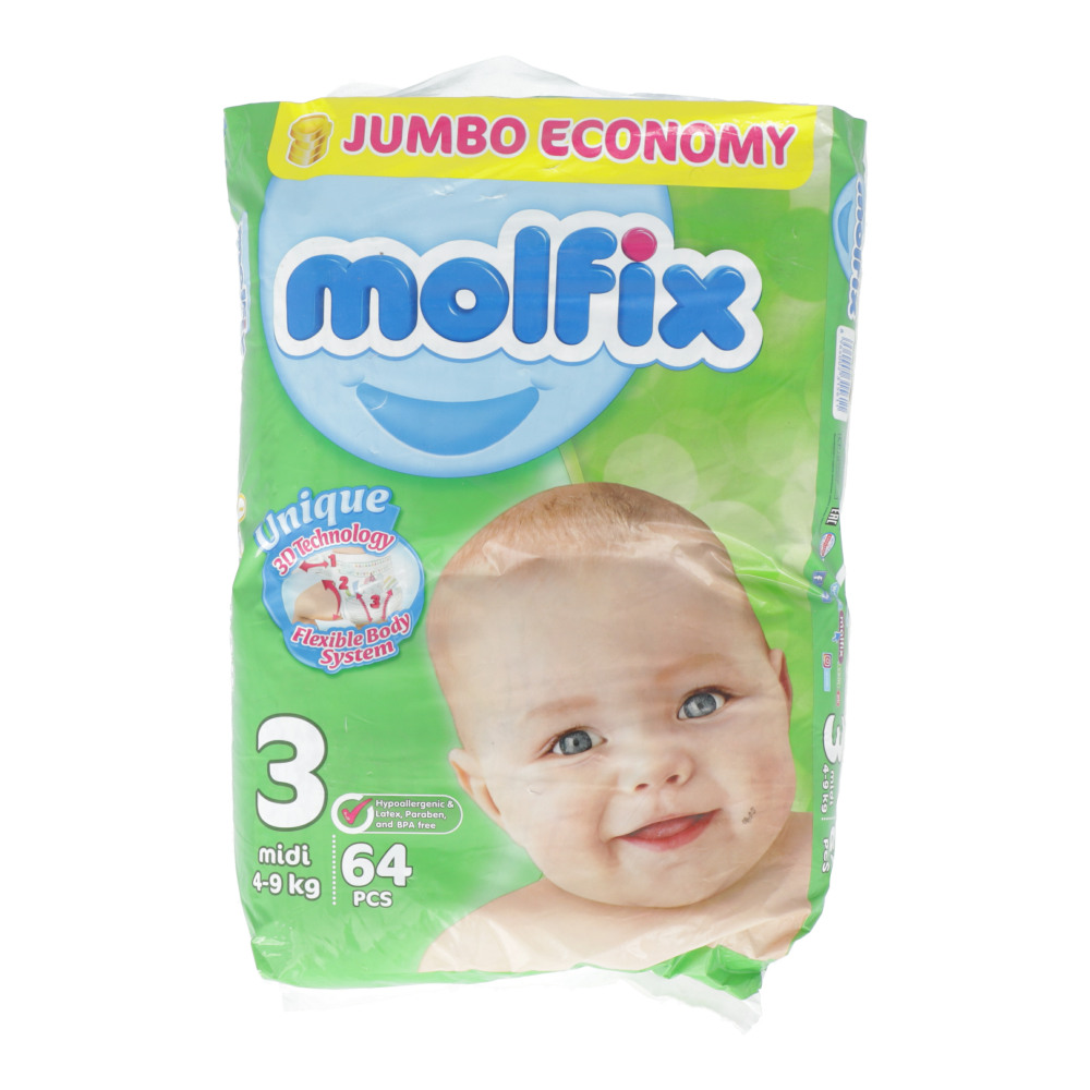 Molfix Unique 3D Technology Diaper Size 3 (4 - 9 kg) 60 pcs