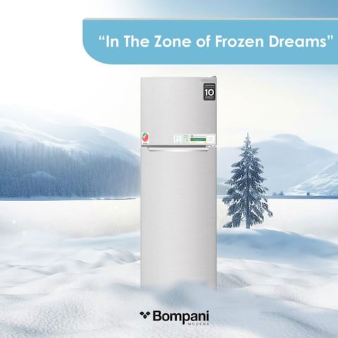 Bompani 260L Gross Capacity Double Door Refrigerators Inox No Frost Recessed Handle R600A Inside Condenser - 1 Year Full &amp; 5 Year Compressor Warranty - BR265SSN Silver