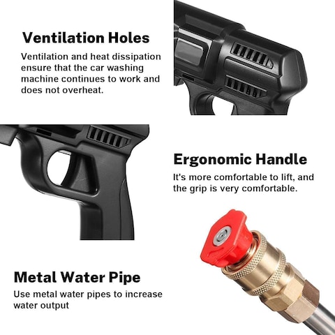 Generic YU Well 48V 25000mAh 30Bar Cordless High Pressure Car Washer With Nozzles Water Gun Set
