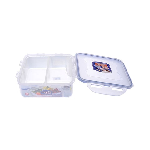 Lock &amp; Lock Square Food Container With Dividers - 0.87 ml - Clear