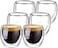 Lushh Heat Resistant Double Wall glass for Espresso Coffee Turkish Tea Cups (6pcs, 80ml)