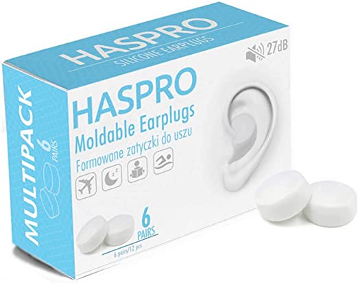 HASPRO [6-Pair Pack] Soft Silicone Earplugs for Sleeping, Swimming &amp; Bathing, Anti-Snoring, Noise Cancelling Reusable Earplugs. Adults &amp; Children (trn)