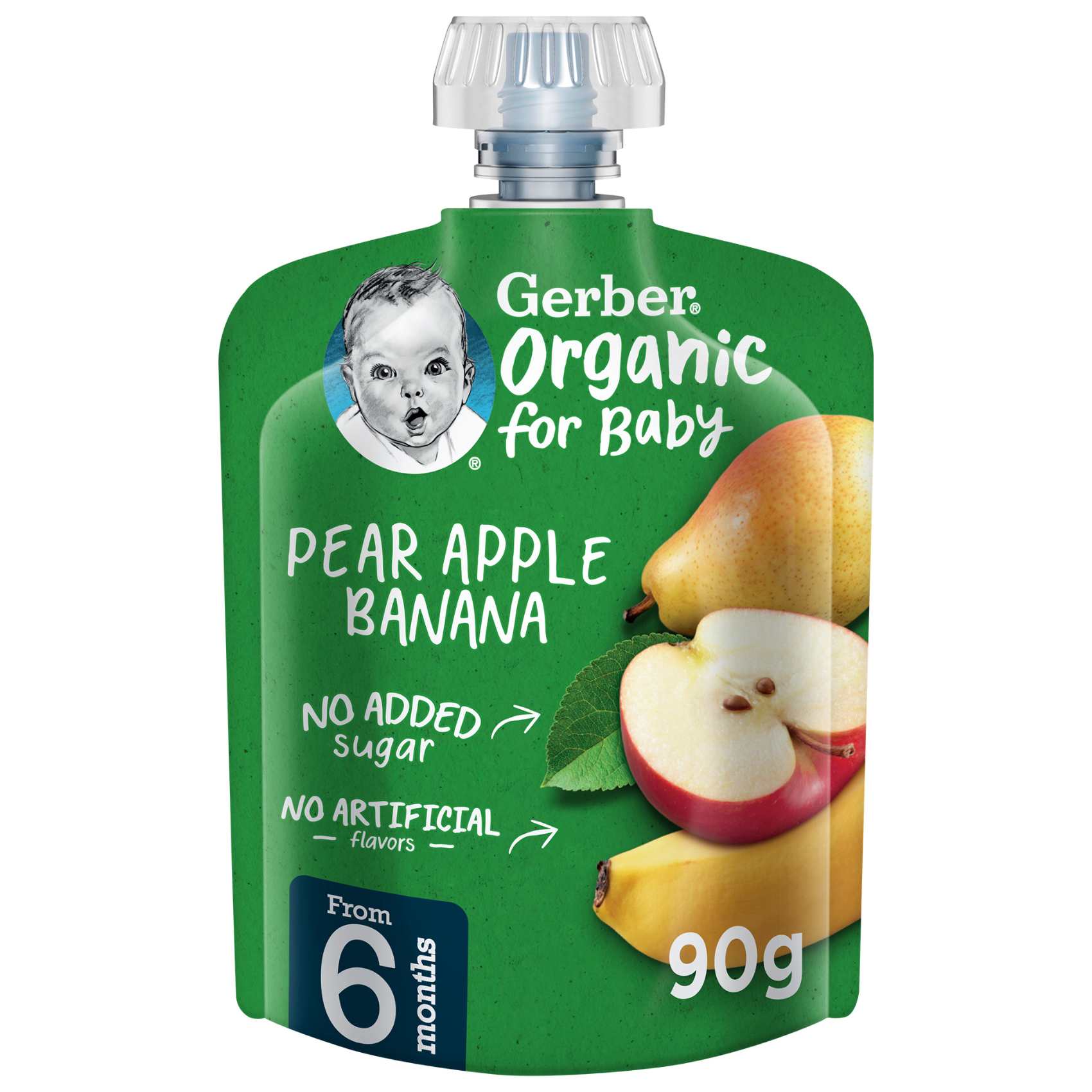 Gerber Organic Pear Apple And Banana Puree Green 90g